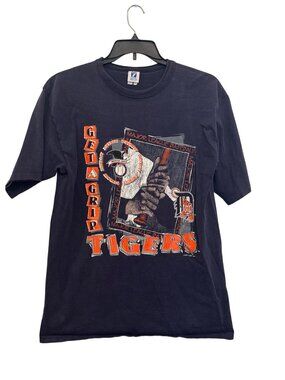 Vintage 1994 Detroit Tigers "Get A Grip" Logo 7 MLB T-Shirt Navy 100% Cotton